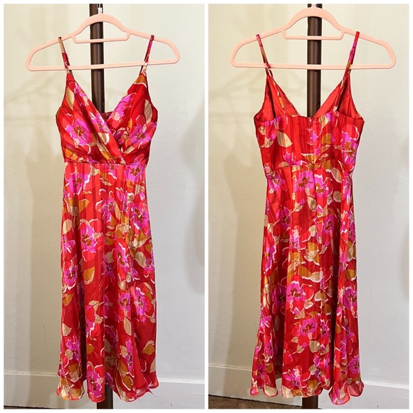 Lulus All About Love Red Floral Print Midi Dress size xs xsmall - Picture 4 of 8